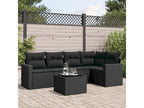 Salon de jardin 6 pcs avec coussins noir résine tressée WATY03554