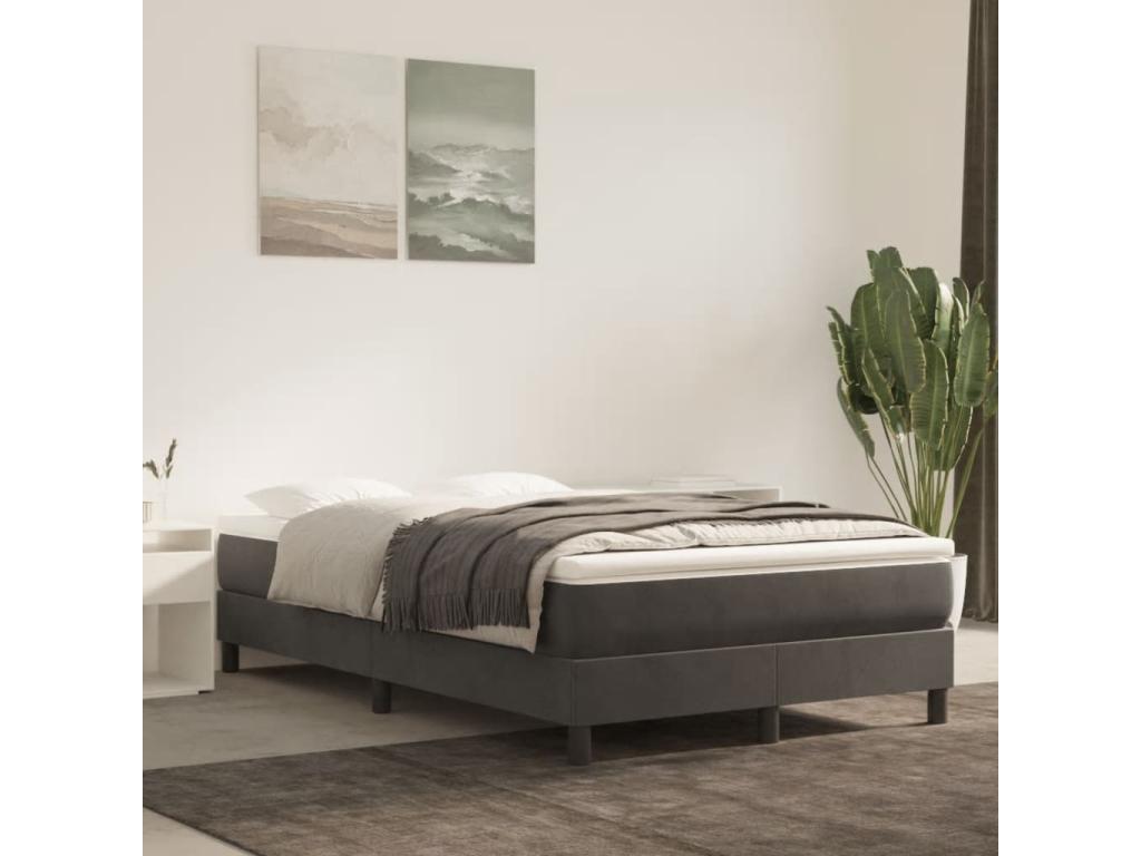 Sommier à Domopure de lit et matelas gris foncé 120x190cm velours OZWZ38141