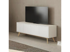 Chicyla - Meuble TV 4 Portes Scandinave MDF et Pin Massif Naturel et Blanc ODVO94525