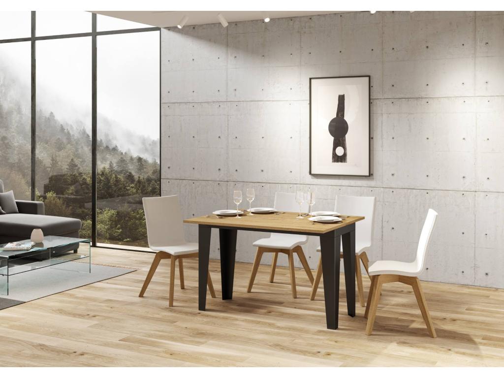 Table extensible portefeuille 120x45/90 cm Flame Double Chêne Nature cadre Anthracite UYFW41049