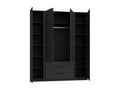 Armoire 4 portes avec miroirs et 3 tiroirs - 200 cm - noir- Domopure GBBI84210