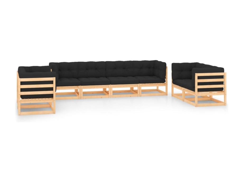 Salon de jardin 4 pièces avec coussins Bois de pin massif XVQE37935