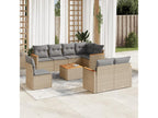 Salon de jardin avec coussins 9 pcs beige résine tressée JHQR30049