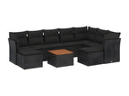 Salon de jardin 10 pcs avec coussins noir résine tressée XHFO76720