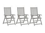Chaises inclinables de jardin lot de 3 et coussins Bois Domopure ZZIL93027