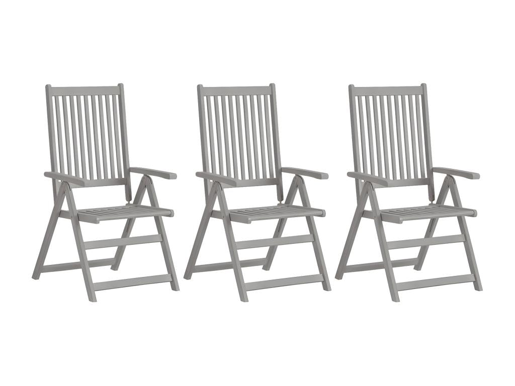 Chaises inclinables de jardin lot de 3 et coussins Bois Domopure ZZIL93027