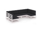 Salon de jardin 6 pcs avec coussins Blanc Bois de pin massif 3 BXMX31768