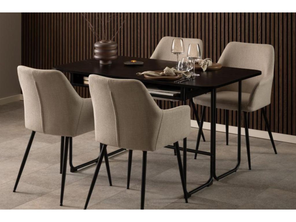 Chaises de salle à manger à accoudoirs en tissu lot de 2 - Domopure DAIY67256