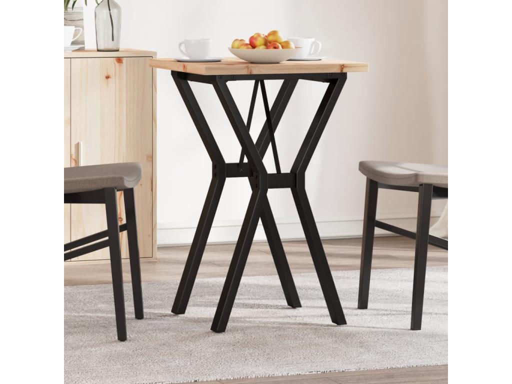 Table à manger cadre en Y 50x50x75.5cm bois de pin massif fonte UVOH13611