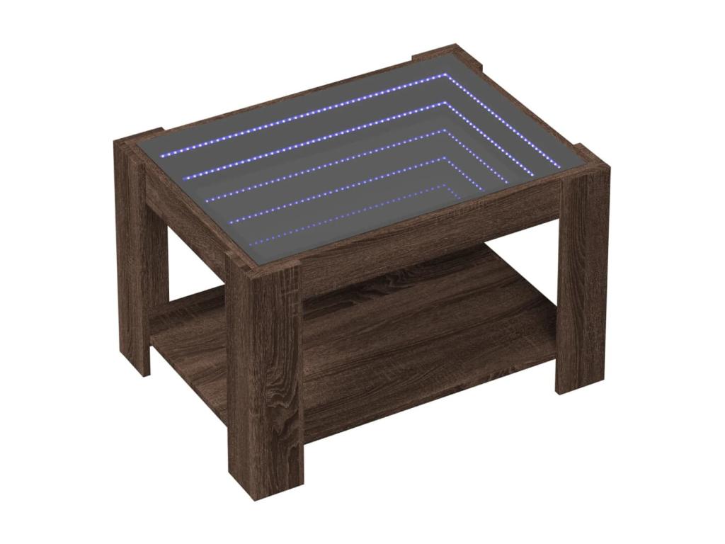 Table basse avec LED chêne marron 73x53x45 cm bois d'ingénierie WBHC28678