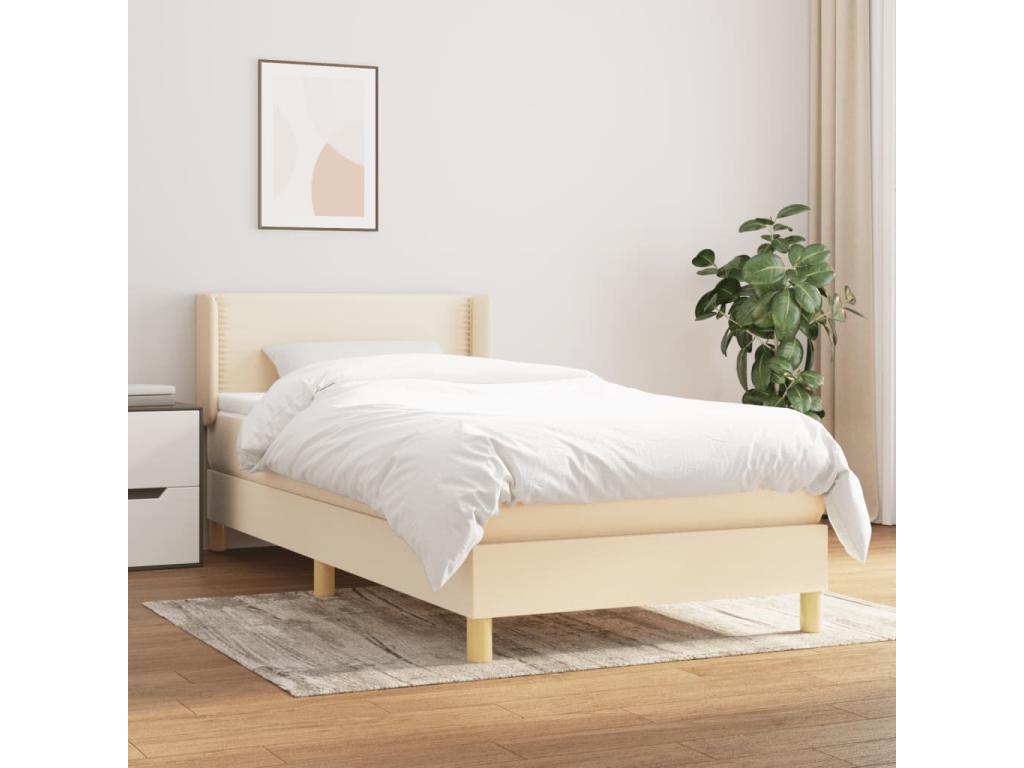 Lit à sommier tapissier avec matelas Crème 80x200 cm Tissu IDRR71007