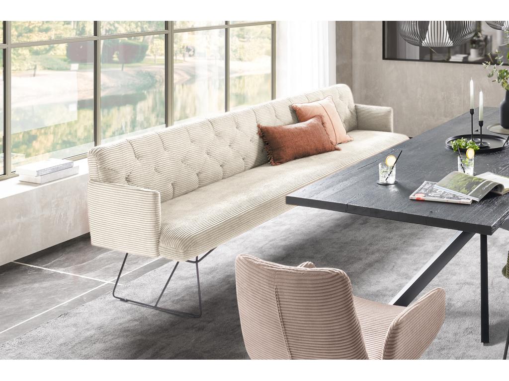 Banc - blanc crème velours côtelé - CHARME NEQO08232