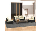 Salon de jardin 4 pcs avec coussins Résine tressée Noir KUHO89757