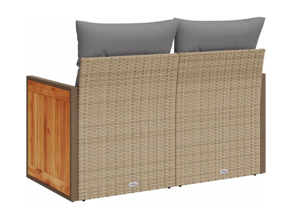 Canapé de jardin avec coussins 2 places beige résine tressée ZCDM96607