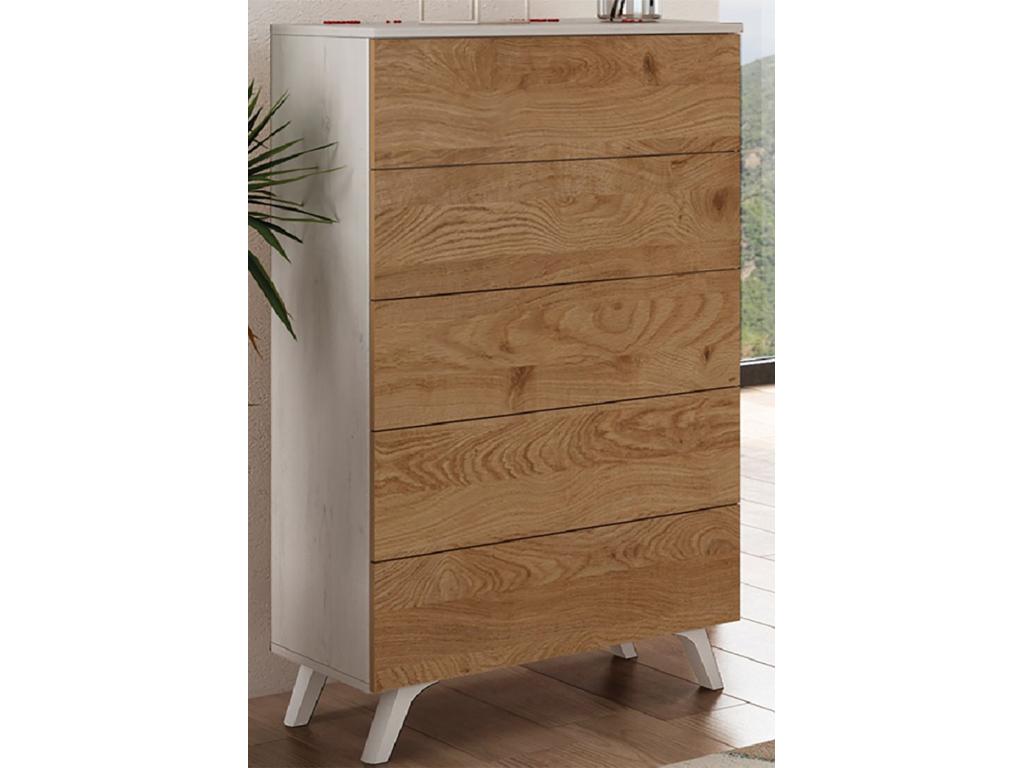 Ensemble de tête de lit avec LED 2 tables chevets chiffonnier Couleuris andersen/blanc ASZO63845