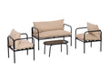 Ensemble salon de jardin 4 places 4 pièces avec coussins beige EAGX66111