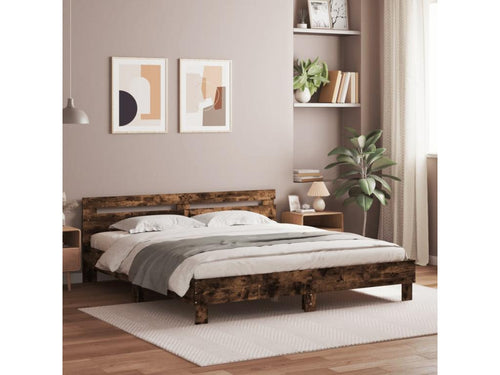 Cadre de lit avec LED sans matelas chêne fumé 180x200 cm DEHB54964