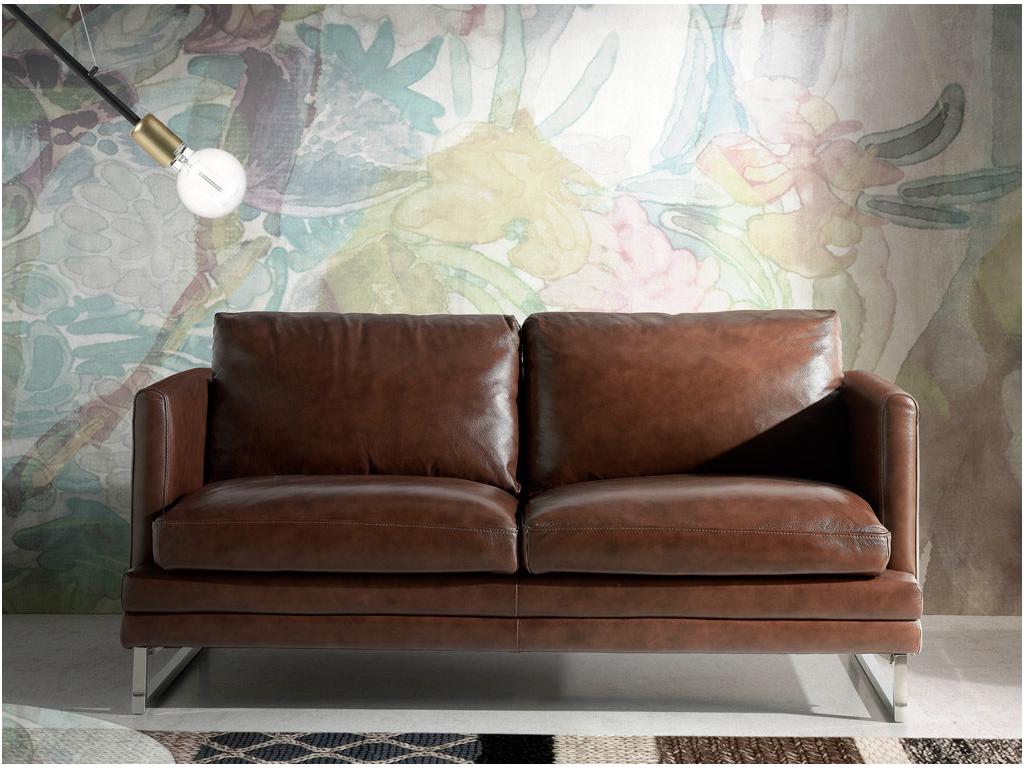 Canapé cuir 2 places Chicyla-Couleur Cuir Piel marine EUFN55723