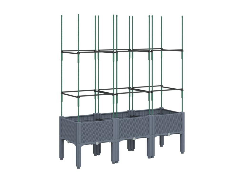 Jardinière avec treillis gris 120x40x142.5 cm PP MBEC24812