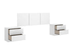 Ensemble de tête de lit lot de 2 tables de chevet avec 2 tiroirs coloris blanc - longueur 256 x profondeur 34 x hauteur 96 cm FUHW65662