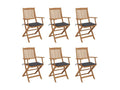 Chaises pliables de jardin 6 pcs avec coussins Bois d'Domopure 82 VTAG71327