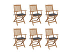 Chaises pliables de jardin 6 pcs avec coussins Bois d'Domopure 82 VTAG71327