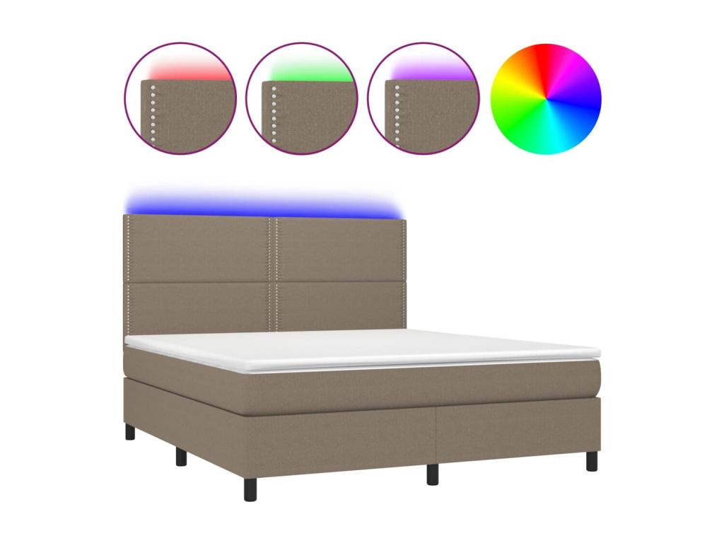 Sommier à Chicyla de lit et matelas et LED Chicyla 180x200 Tissu TENA04868