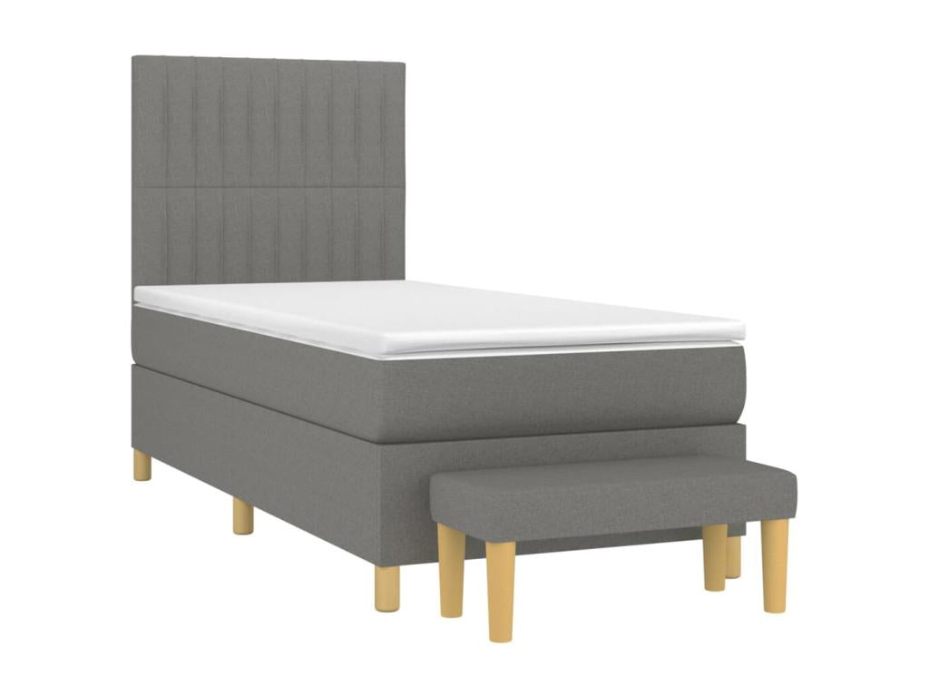Lit à sommier tapissier avec matelas Gris foncé 80x200 cm Tissu VFKE12025
