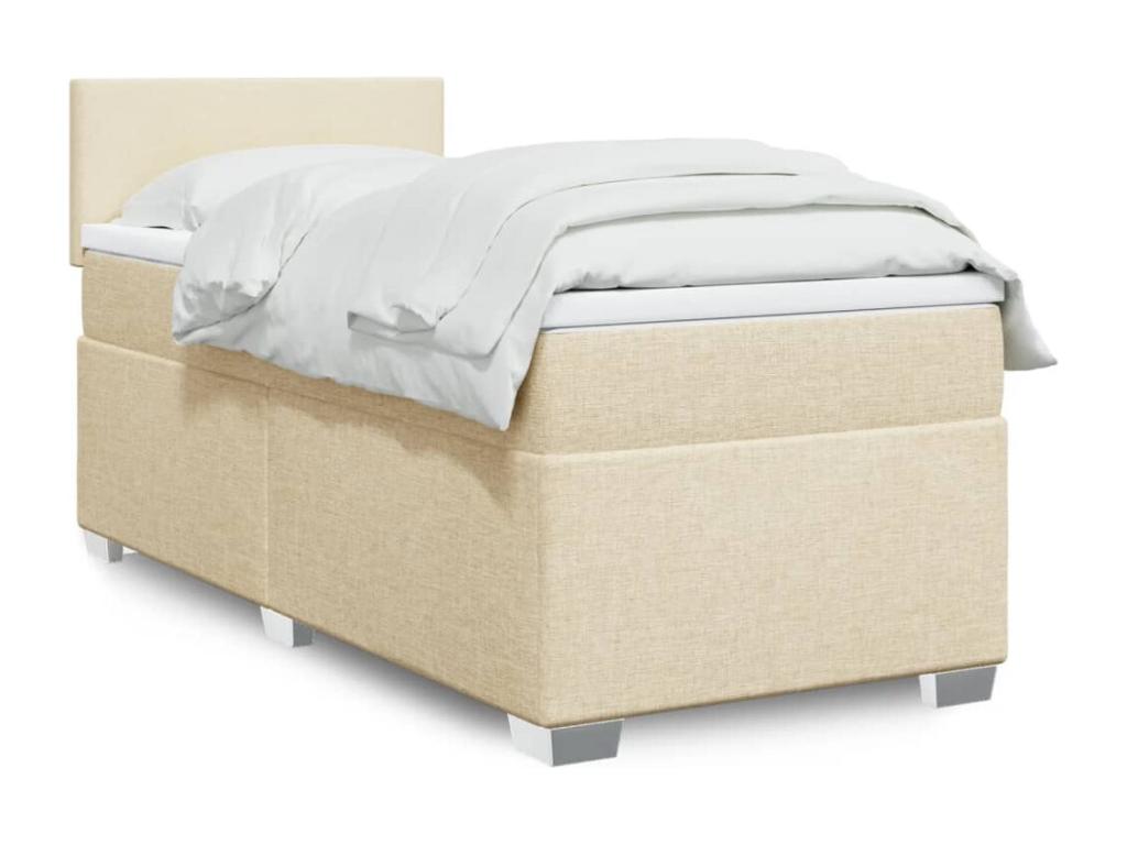 Sommier à Domopure de lit avec matelas Crème 90x200 cm Tissu KFAX28282