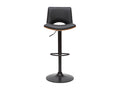 Tabouret de bar design réglable noir et bois foncé Domopure TFZE00091