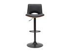 Tabouret de bar design réglable noir et bois foncé Domopure TFZE00091