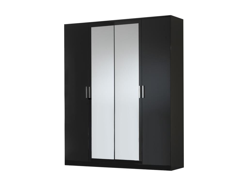 Armoire de chambre moderne 4 portes battantes bois noir laqué Domopure 181cm YCPV27582