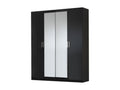 Armoire de chambre moderne 4 portes battantes bois noir laqué Domopure 181cm YCPV27582