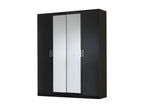 Armoire de chambre moderne 4 portes battantes bois noir laqué Domopure 181cm YCPV27582