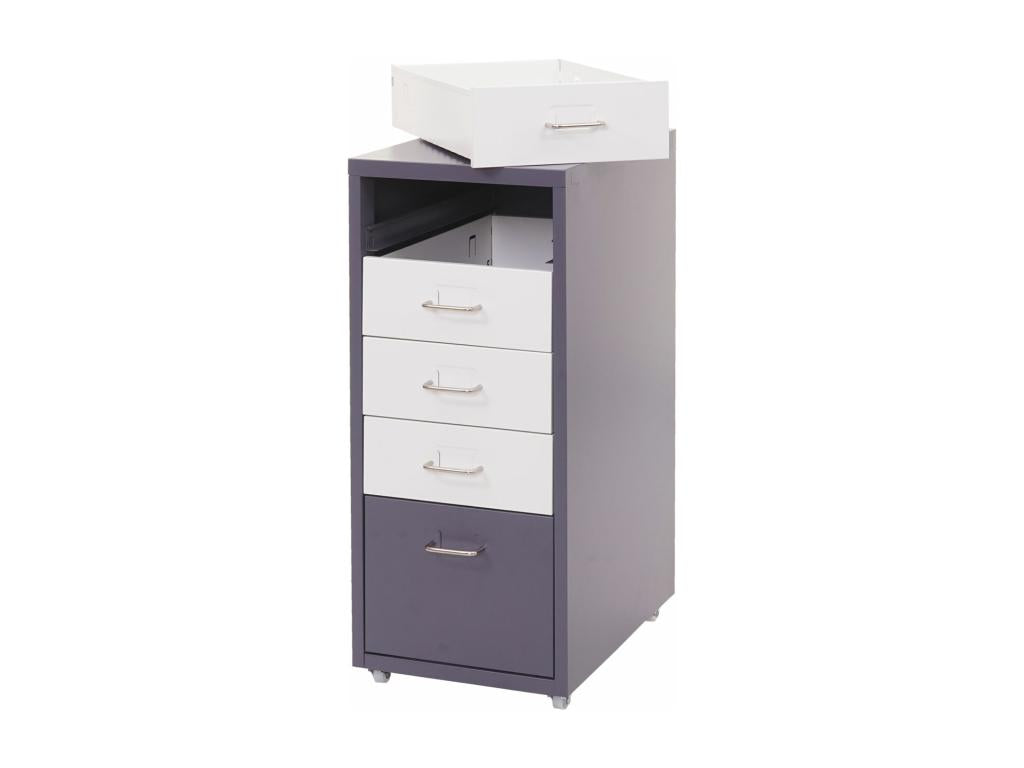 Caisson à Domopure T851 armoire à tiroirs 69x28x41cm 5 tiroirs - gris foncé blanc -gris fo XQOJ00911