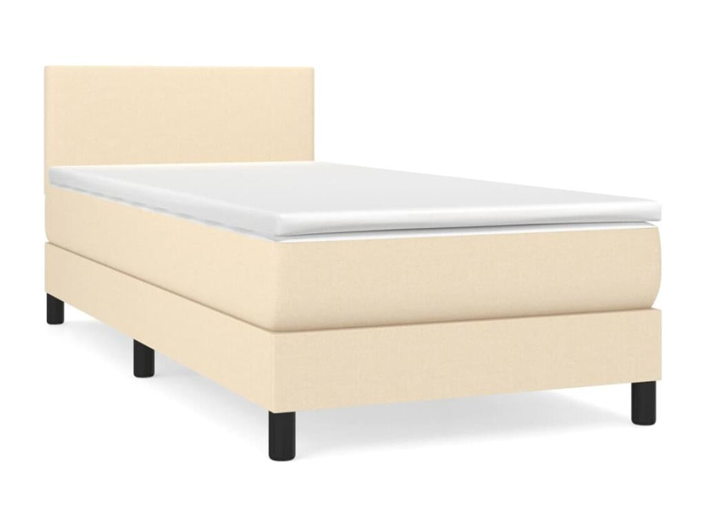 Lit à sommier tapissier avec matelas Crème 90x200 cm Tissu ETNF53540
