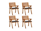 Chaises de jardin avec coussins lot de 4 Bois d'Domopure massif TJQQ71867