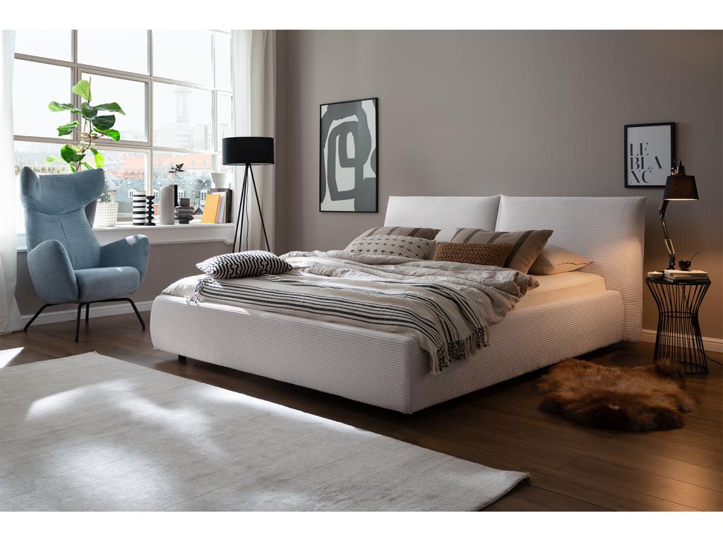 Lit - blanc crème velours côtelé - Chicyla CSAB82612