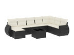 Salon de jardin 9 pièces avec coussins noir résine tressée DXMF40283
