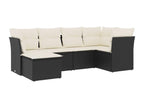 Salon de jardin 6 pcs avec coussins noir résine tressée IOKD38830