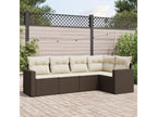 Salon de jardin avec coussins 5 pcs marron résine tressée ETWT79565