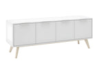 Chicyla - Meuble TV 4 Portes Scandinave MDF et Pin Massif Naturel et Blanc ODVO94525