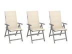 Chaises inclinables de jardin lot de 3 et coussins Bois Domopure ZZIL93027