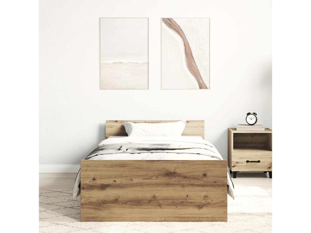 Cadre de lit sans matelas chêne artisanal 100x200 cm TLRA76119