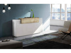 Buffet Chicyla Buffet de cuisine 3 portes Buffet de salon Made in Italy 160x45h86 cm Blanc brillant et érable KIRS39071