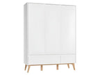Armoire 3 portes 2 tiroirs Swing - Blanc et bois NVLQ00447