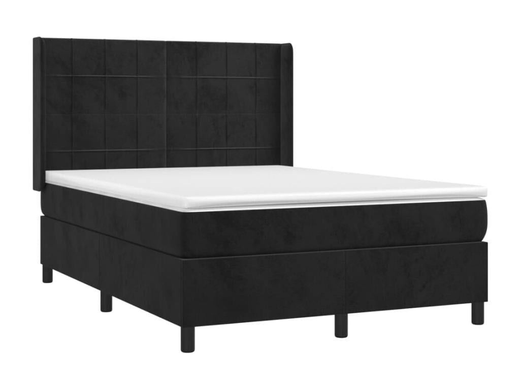 Lit à sommier tapissier avec matelas Noir 140x200 cm Velours JDPI76886