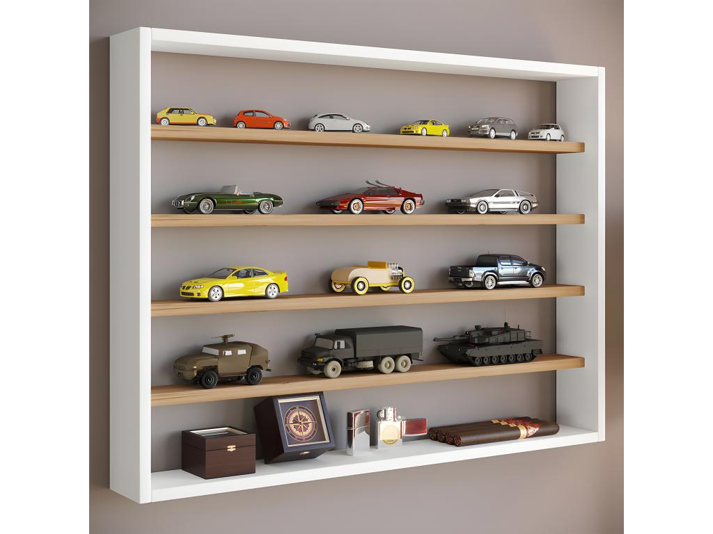 Chicyla bois étagère murale vitrine murale collectionneur vitrine Osado L blanc / chêne miel KJUV26335