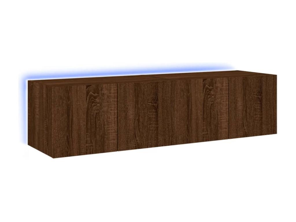 Meubles TV muraux Chicylaères LED 2 pièces chêne marron 60x35x31 cm KIWZ82924