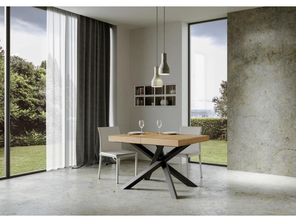 Table extensible 90x120/224 cm Volantis Premium Chêne Nature cadre Anthracite KMAN81744